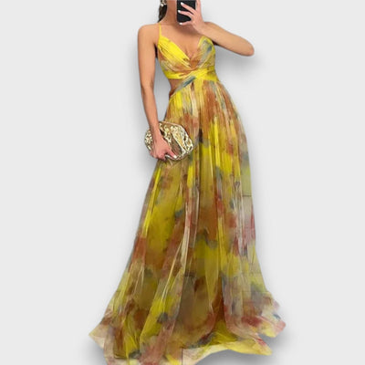 Elanee – Maxikleid mit Aquarell-Print und Wickeleffekt