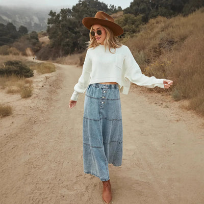 Boho | Langer Maxi-Denim-Rock für entspannte Styles