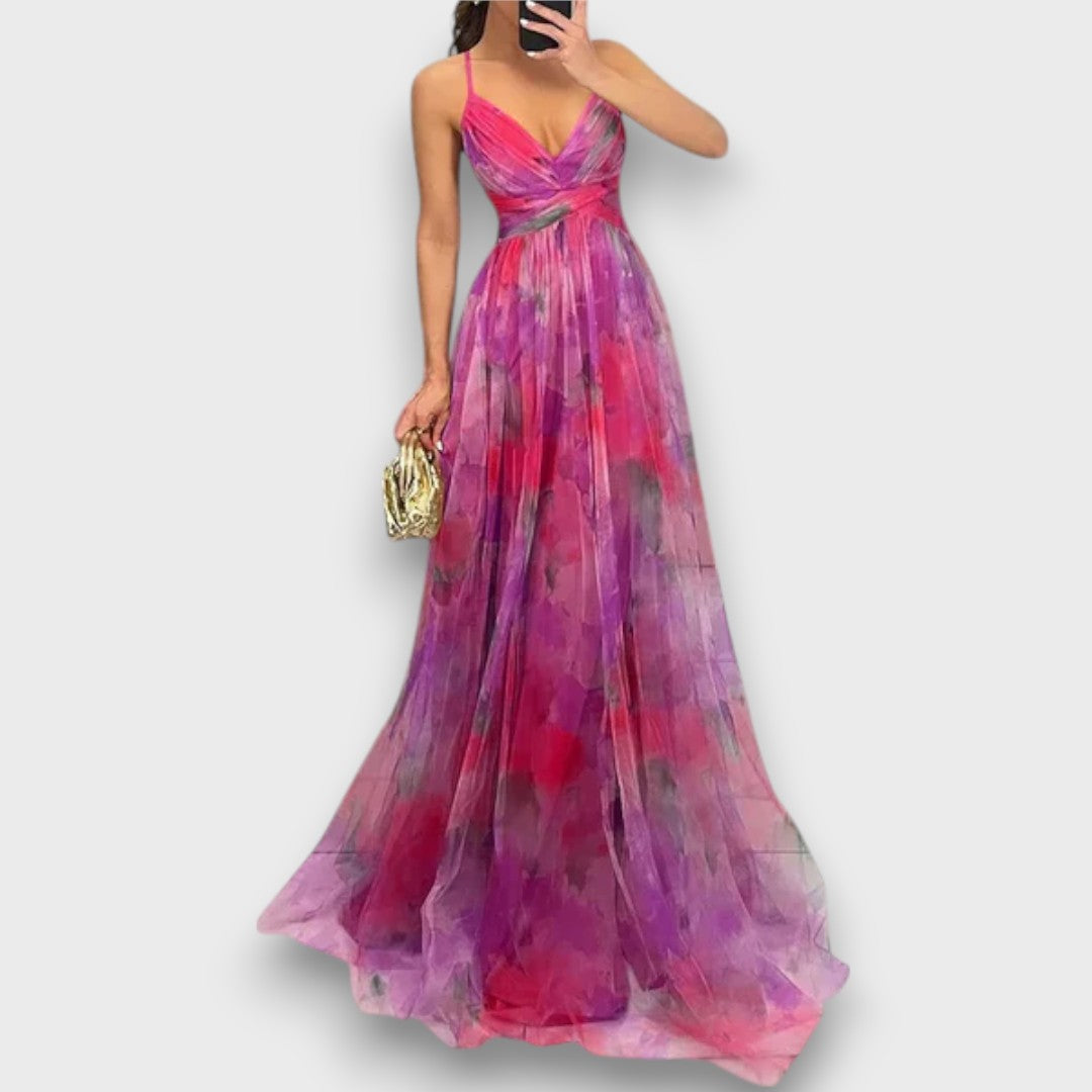 Elanee – Maxikleid mit Aquarell-Print und Wickeleffekt