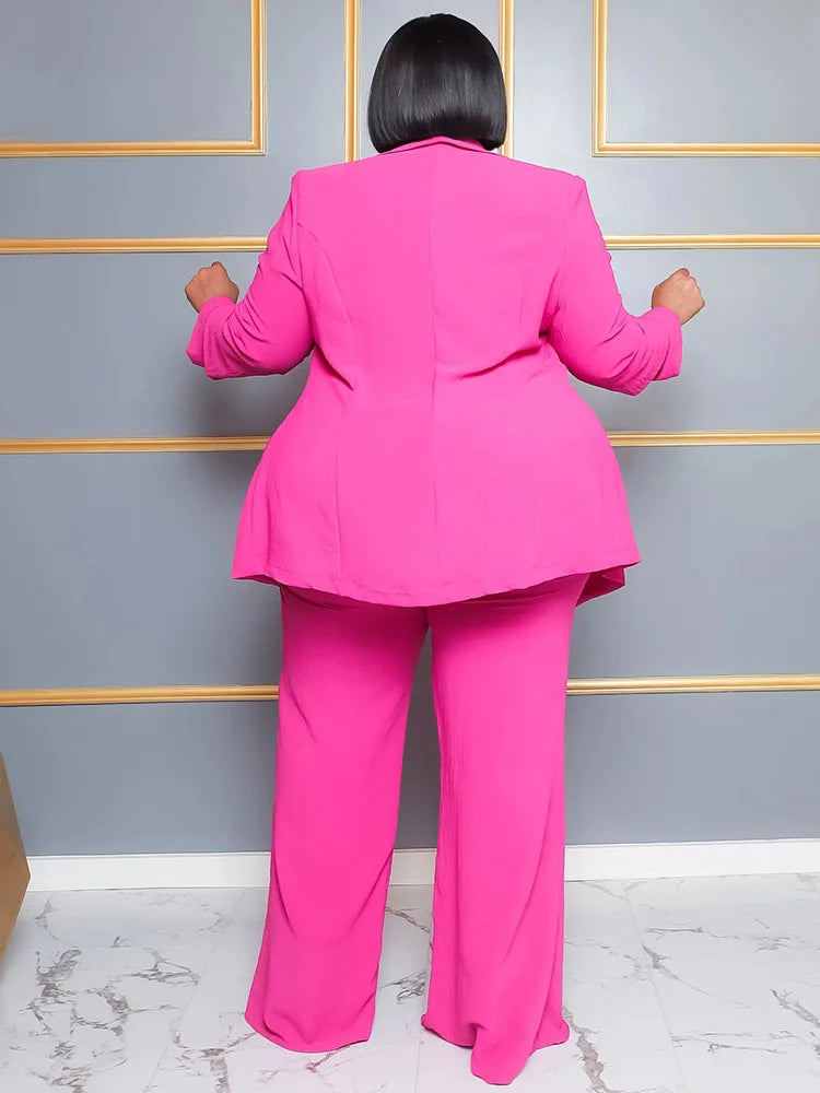 Wmstar Plus Size Dameskleding Tweedelige Set Solide Carrièrepak Topbroek Sets Kantoordame Met Bandage Groothandel Dropshipping