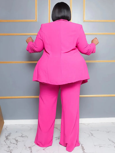 Wmstar Plus Size Dameskleding Tweedelige Set Solide Carrièrepak Topbroek Sets Kantoordame Met Bandage Groothandel Dropshipping