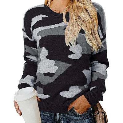Le Clair | Camouflage-Strickpullover mit Leopardenmuster
