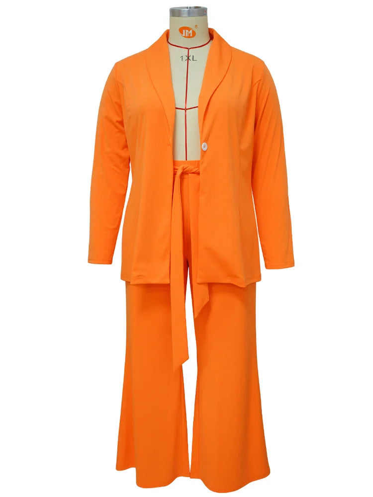 Wmstar Plus Size Dameskleding Tweedelige Set Solide Carrièrepak Topbroek Sets Kantoordame Met Bandage Groothandel Dropshipping