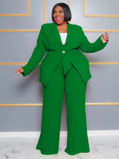 Wmstar Plus Size Dameskleding Tweedelige Set Solide Carrièrepak Topbroek Sets Kantoordame Met Bandage Groothandel Dropshipping