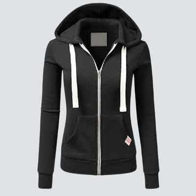 Angela - Kapuzenpullover aus Wolle mit Kordelzug und Reißverschluss
