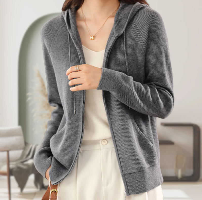 JENICA | Lässiger Kapuzenpulli in Strickoptik