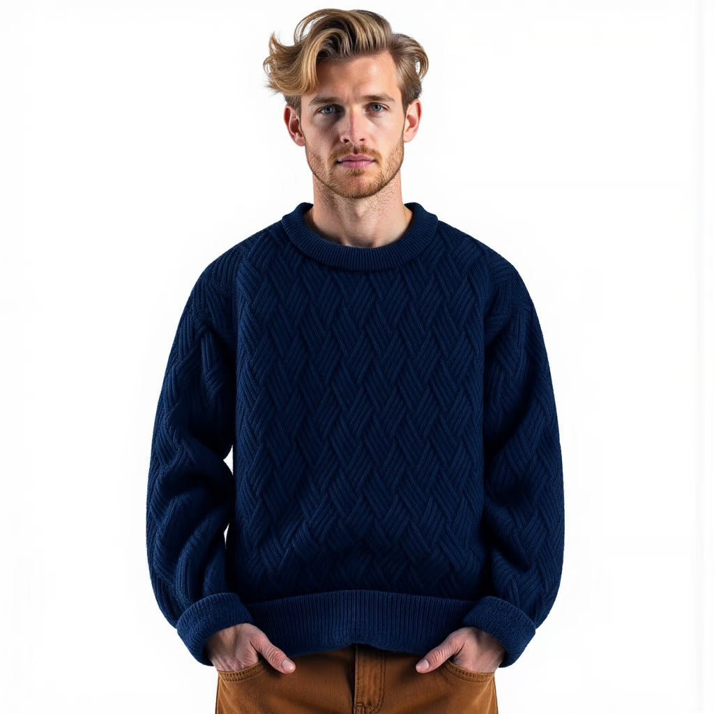 Herren Zopfmuster-Pullover aus Wollmischung - Klassisch & Warm