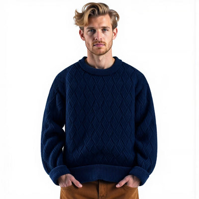 Herren Zopfmuster-Pullover aus Wollmischung - Klassisch & Warm