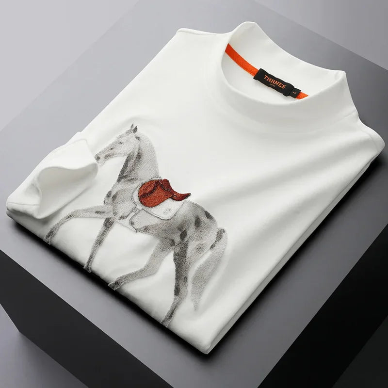 Sattelstrickpullover mit hohem Kragen und kuscheligem Innenfutter