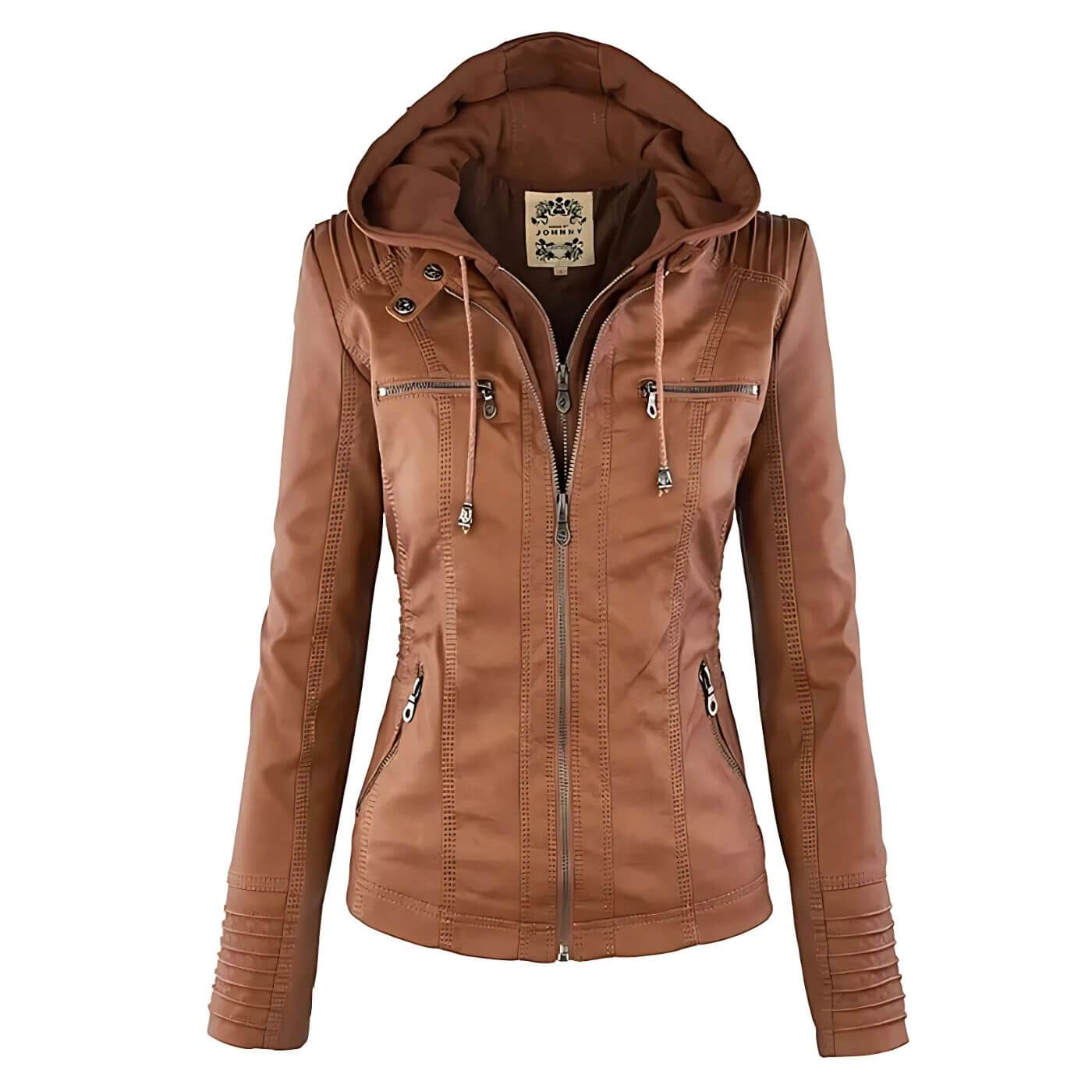 Sandra™ - Premium Vegane Leder-Kapuzenjacke