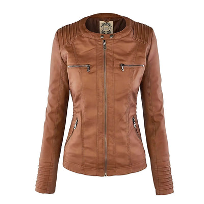 Sandra™ - Premium Vegane Leder-Kapuzenjacke