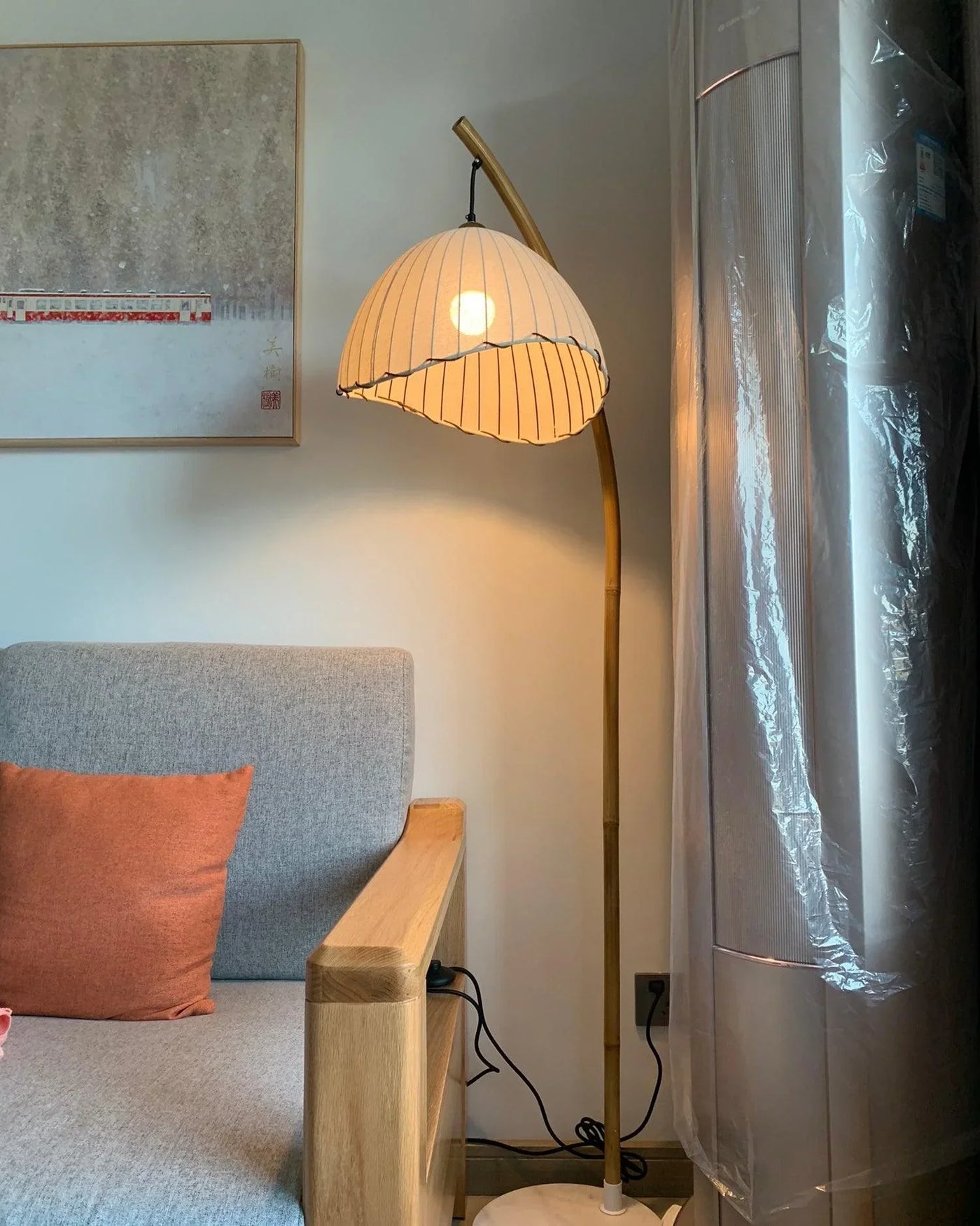 Japanische Stehlampe aus Bambus