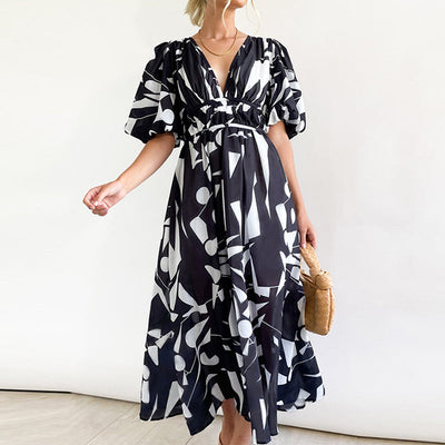 DARINA | Élégante robe maxi fluide rouge et rose