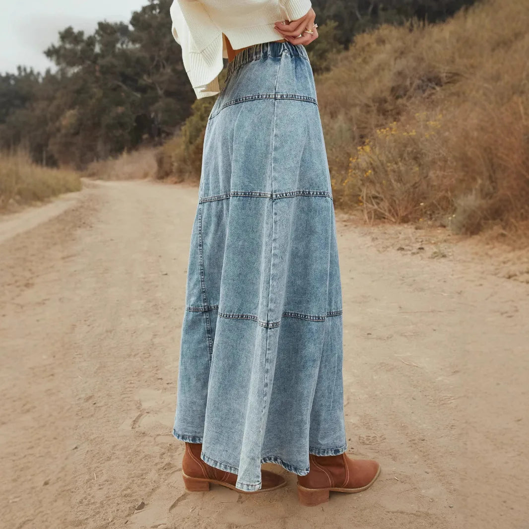 Boho | Langer Maxi-Denim-Rock für entspannte Styles