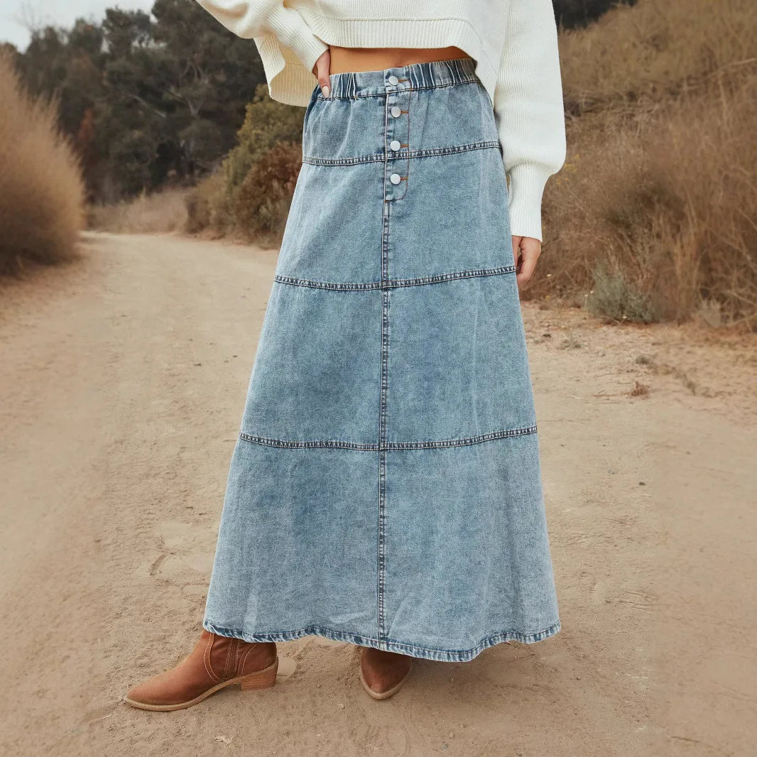Boho | Langer Maxi-Denim-Rock für entspannte Styles