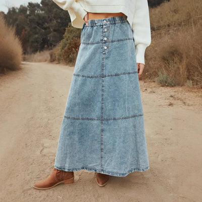 Boho | Langer Maxi-Denim-Rock für entspannte Styles