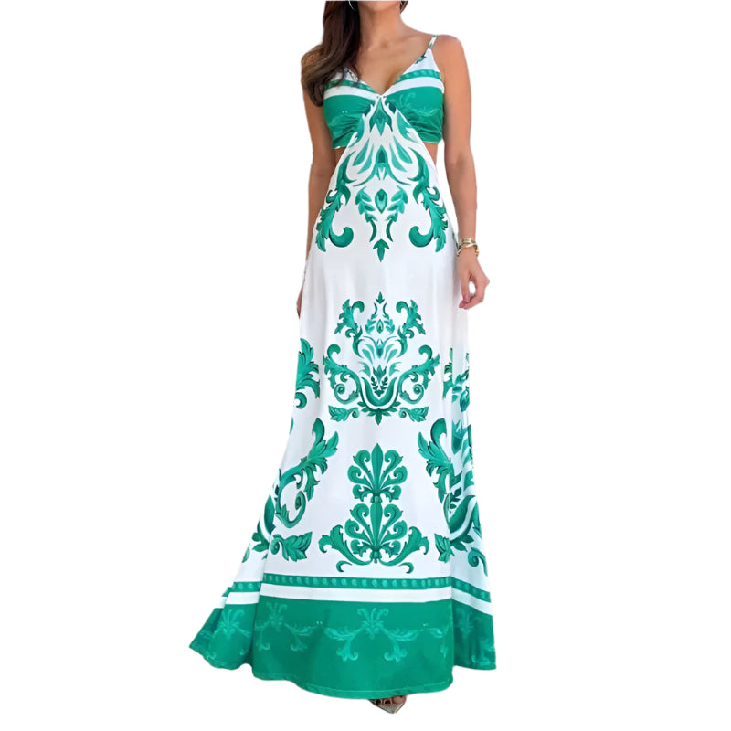 Erlin - Sexy V-Ausschnitt Sommerkleid mit Spaghetti-Trägern