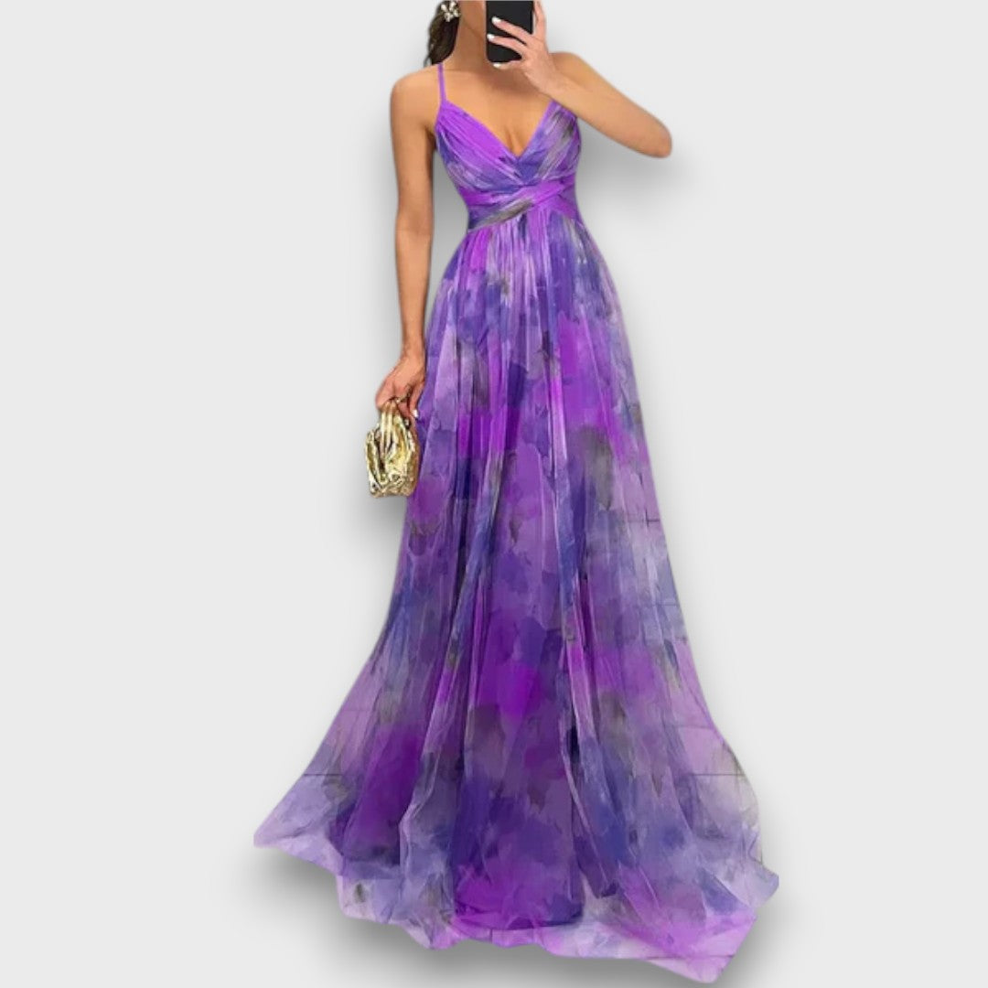 Elanee – Maxikleid mit Aquarell-Print und Wickeleffekt