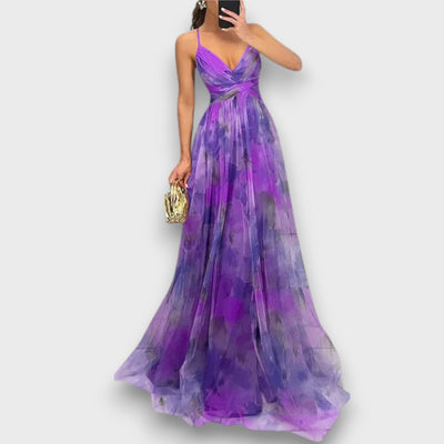 Elanee – Maxikleid mit Aquarell-Print und Wickeleffekt