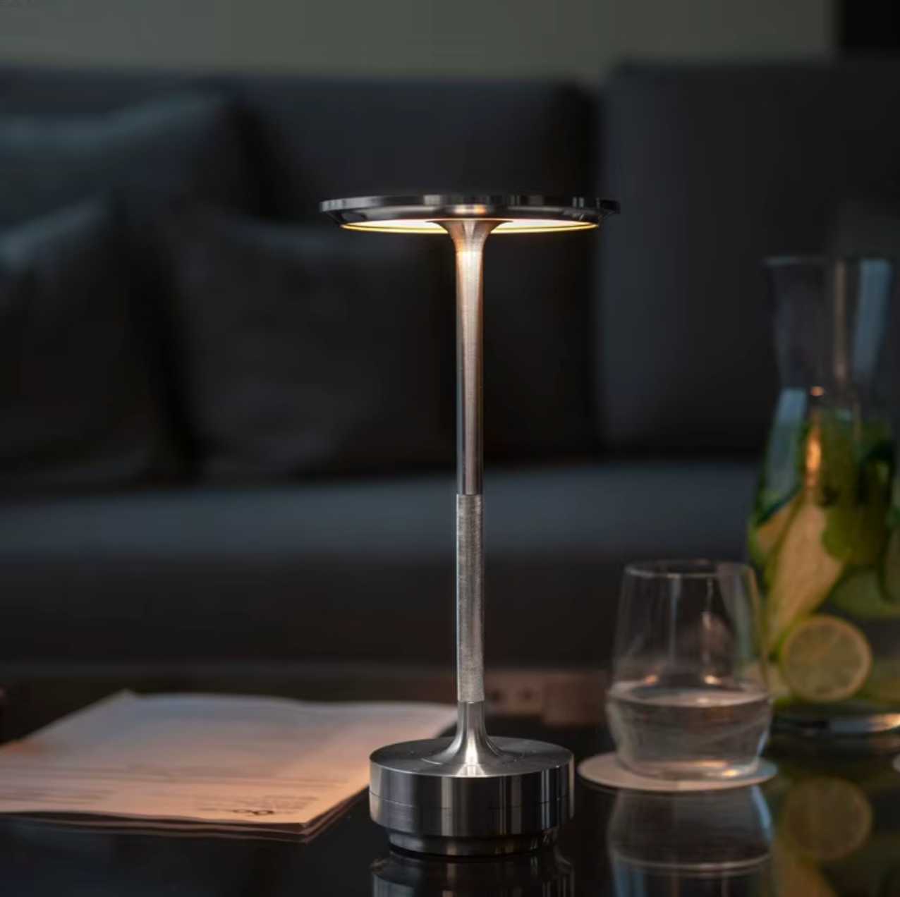 Bianca Licht | Elegante, kabellose Aluminium Tischlampe mit Dimmfunktion und 3 Lichtmodi