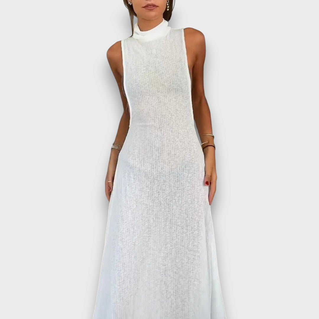 Mirelline – Langes Kleid mit Stehkragen