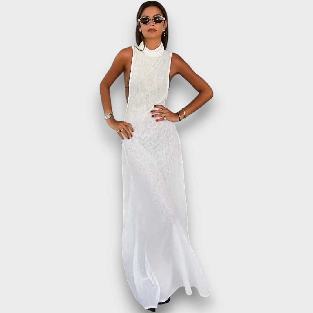 Mirelline – Langes Kleid mit Stehkragen