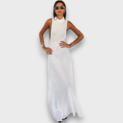 Mirelline – Langes Kleid mit Stehkragen