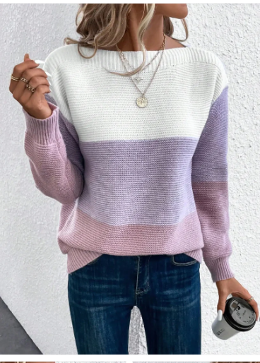 Nalia – eleganter dreifarbiger patchwork-pullover