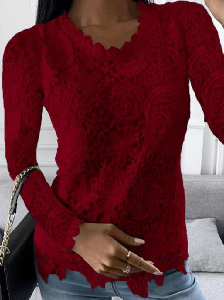 Crystal - damenshirt mit langen armeln und langem schnitt