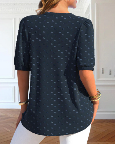 Louisa – bluse mit kurzen armeln und druckknöpfen