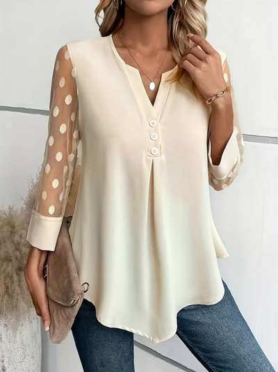 Amalia – strickbluse für damen mit v-ausschnitt und knopfverschluss