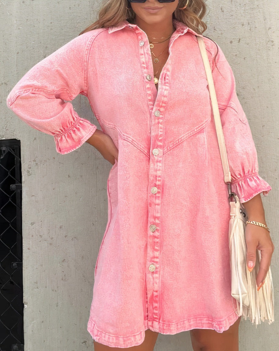 Cäcilia – Langärmliges Jeanshemdkleid