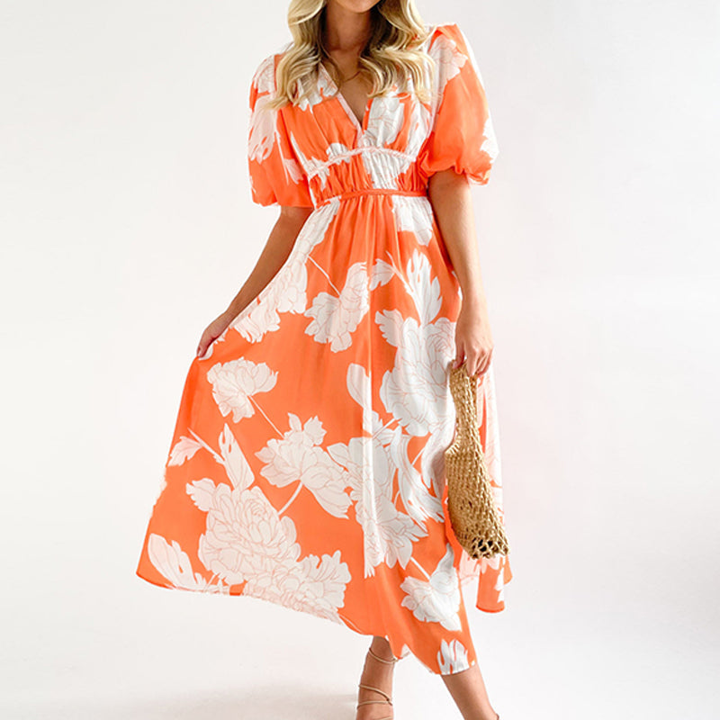 DARINA | Élégante robe maxi fluide rouge et rose