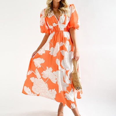 DARINA | Élégante robe maxi fluide rouge et rose