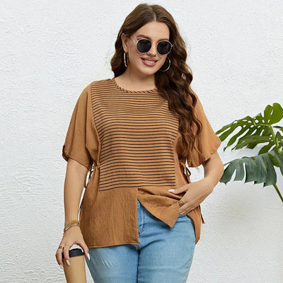 Melba – gestreiftes sommer-t-shirt mit kreativer geknoteter grafik