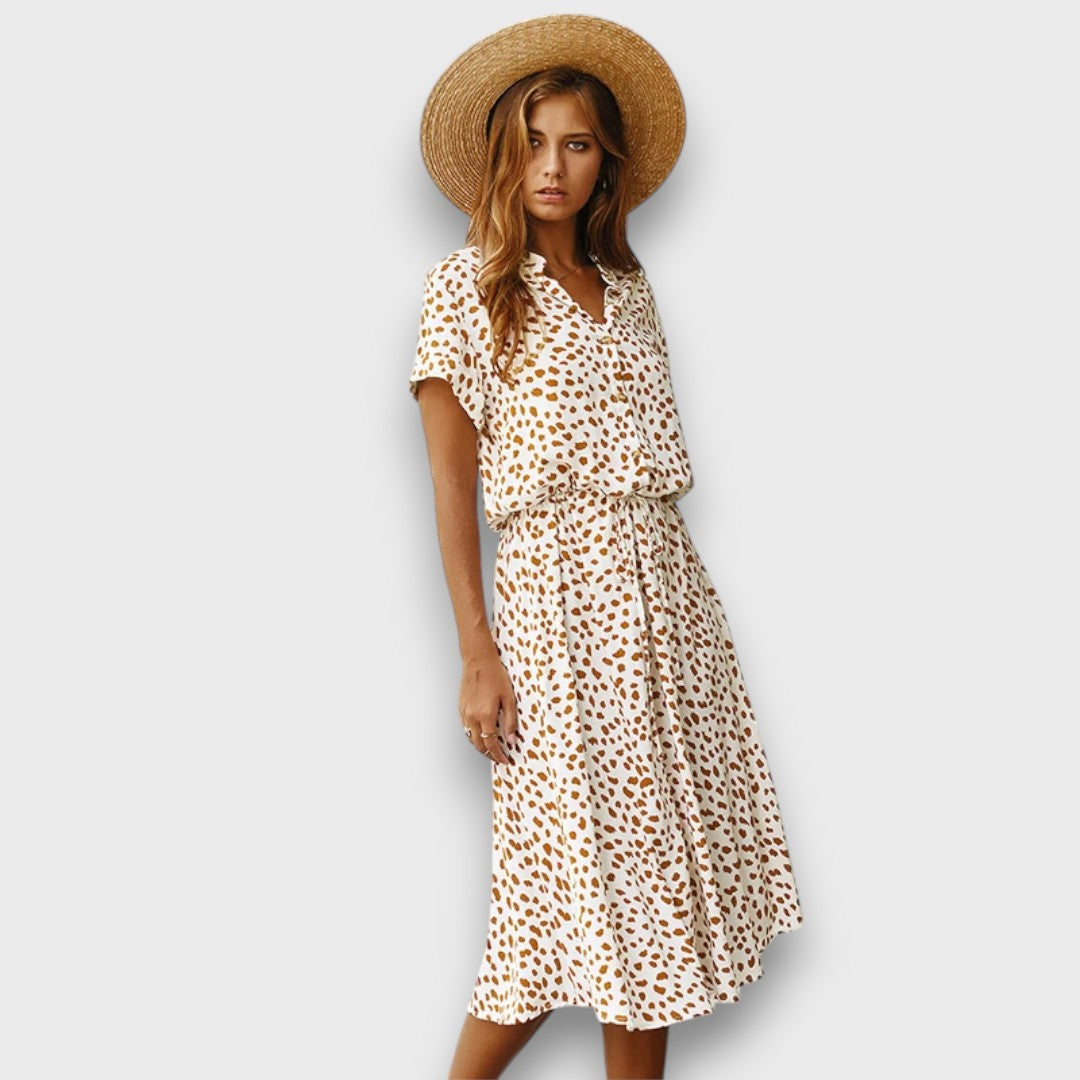 Solvinea – Geknöpftes Midikleid mit Vintage-Print