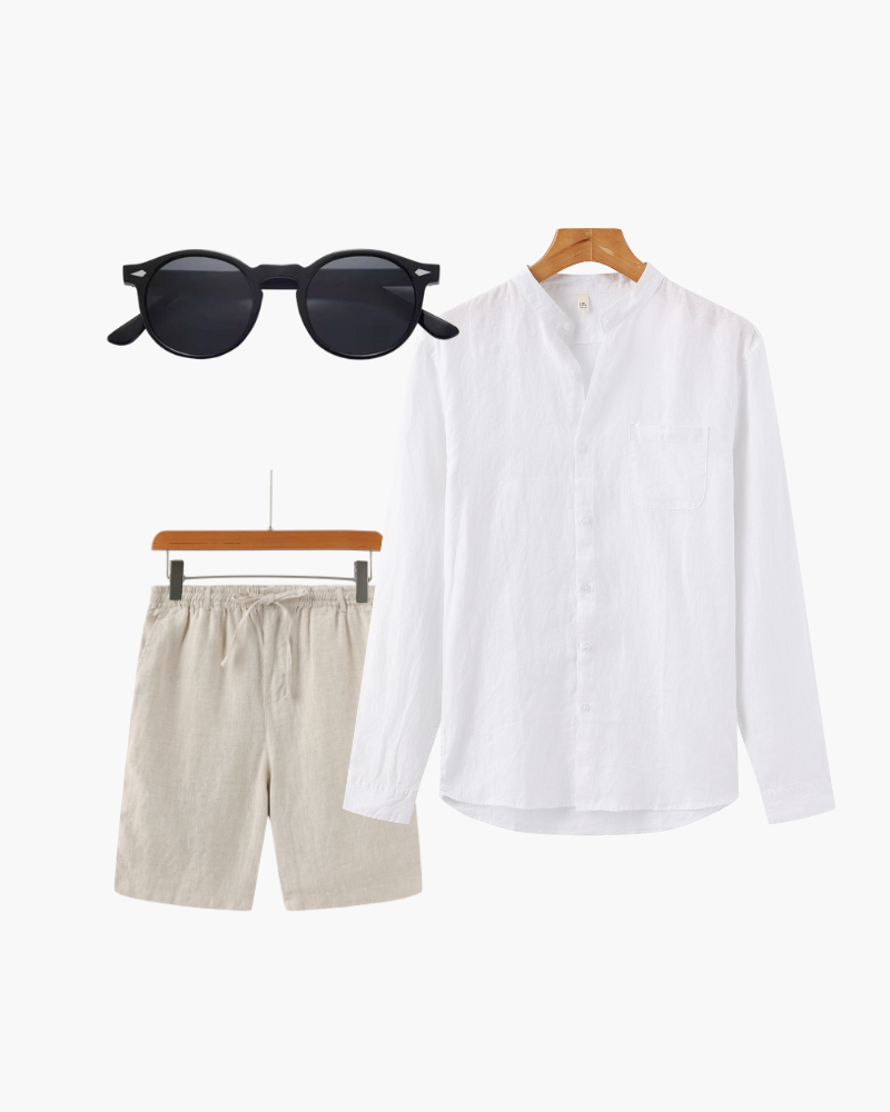 Austin | Sommer-Outfit mit Leinenhemd, Shorts & Sonnenbrille