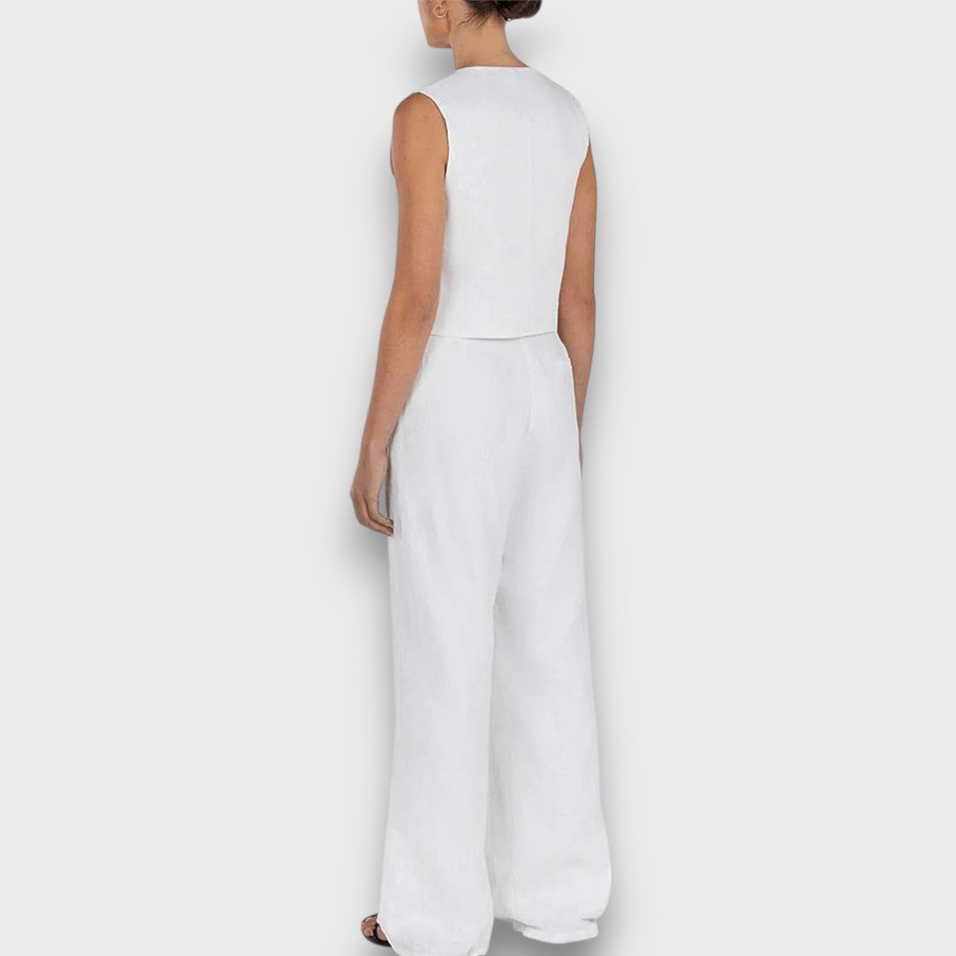 Solenne – Leinen-Set mit ärmelloser Weste