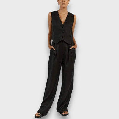 Solenne – Leinen-Set mit ärmelloser Weste