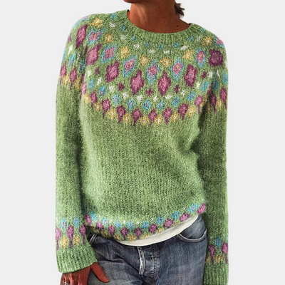 Strickpullover Damen Gemustert Rundhals | Warm & Bunt