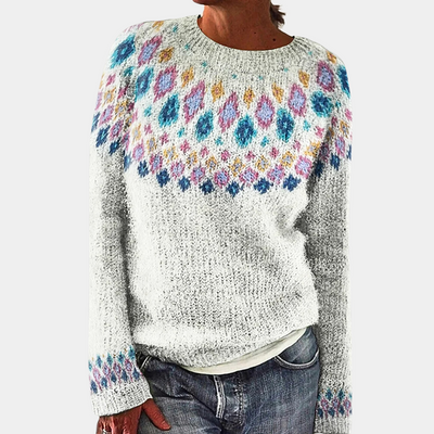 Strickpullover Damen Gemustert Rundhals | Warm & Bunt