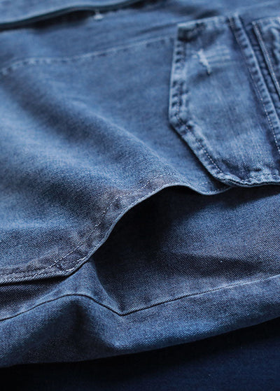 Denim-Mantel mit Taschen und Knöpfen im Vintage-Herbststil