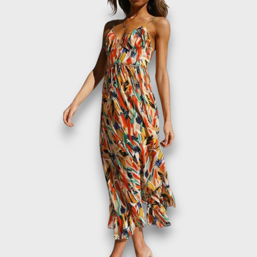 Zana – Farbintensives Sommerkleid in Midilänge