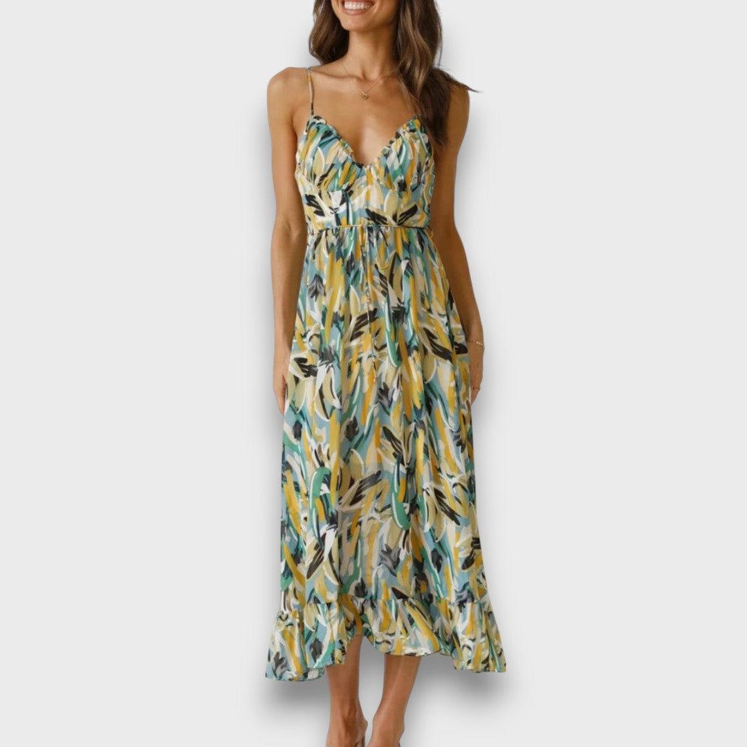 Zana – Farbintensives Sommerkleid in Midilänge