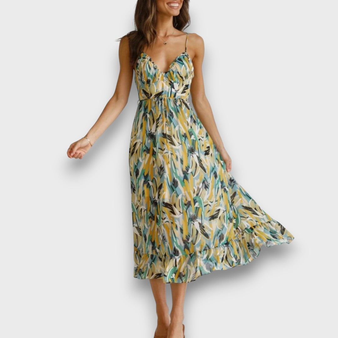 Zana – Farbintensives Sommerkleid in Midilänge