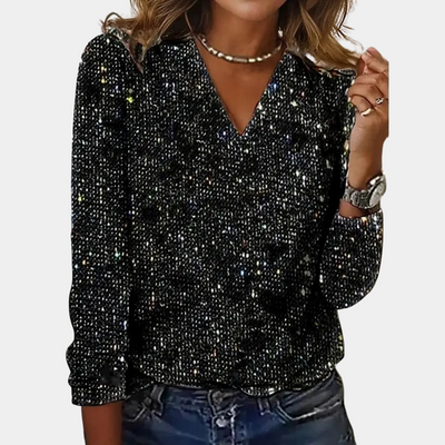 Vanessa | Stilvolles glitzerndes Top mit V Ausschnitt