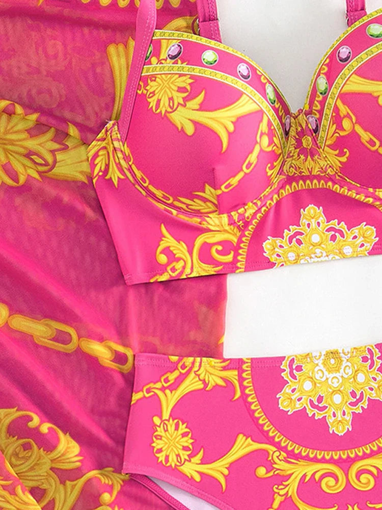 Eva® | Bohemian Push-Up-Badekleid mit Überzug