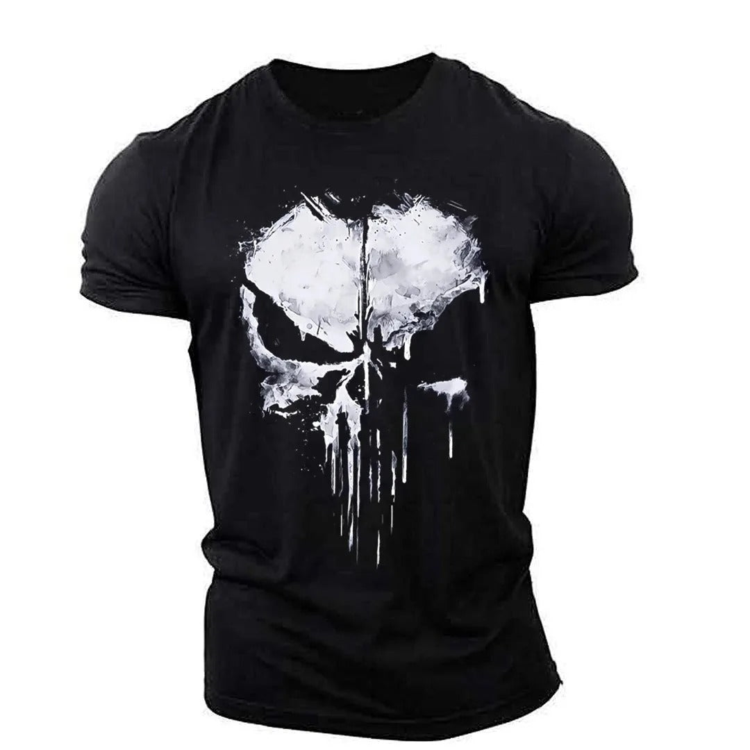 Herren Totenkopf T-Shirt  - Rundhals