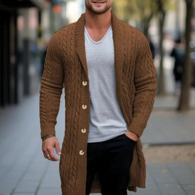 Lange Strickjacke Herren mit Knöpfen - Handgestrickt