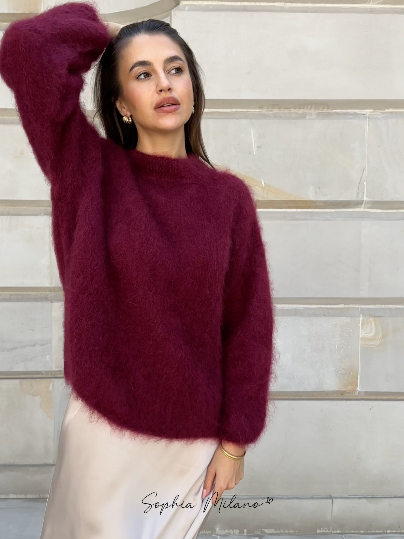 Sophia Mohair Rollkragenpullover mit klassischem Strickmuster